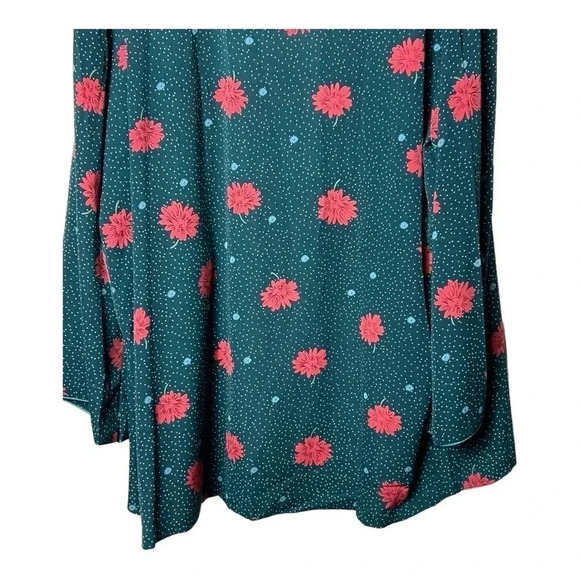 0003. POL OPEN FRONT KIMONO TEAL/RED/BLUE/WHITE‎ FLORAL PATTERN WITH POLKA DOTS - Picture 12 of 12